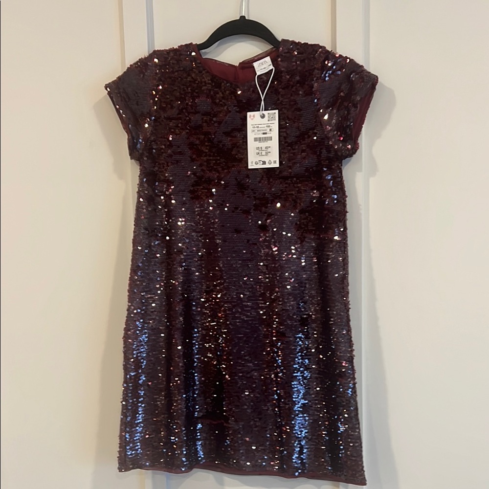 Girls deep ruby sequin dress